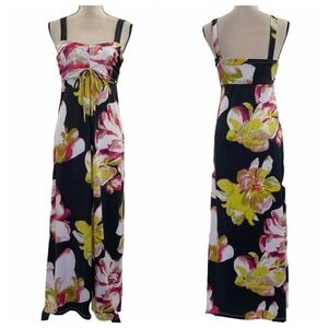 JONATHAN Martin Black Floral Maxi Sheath Dress 8